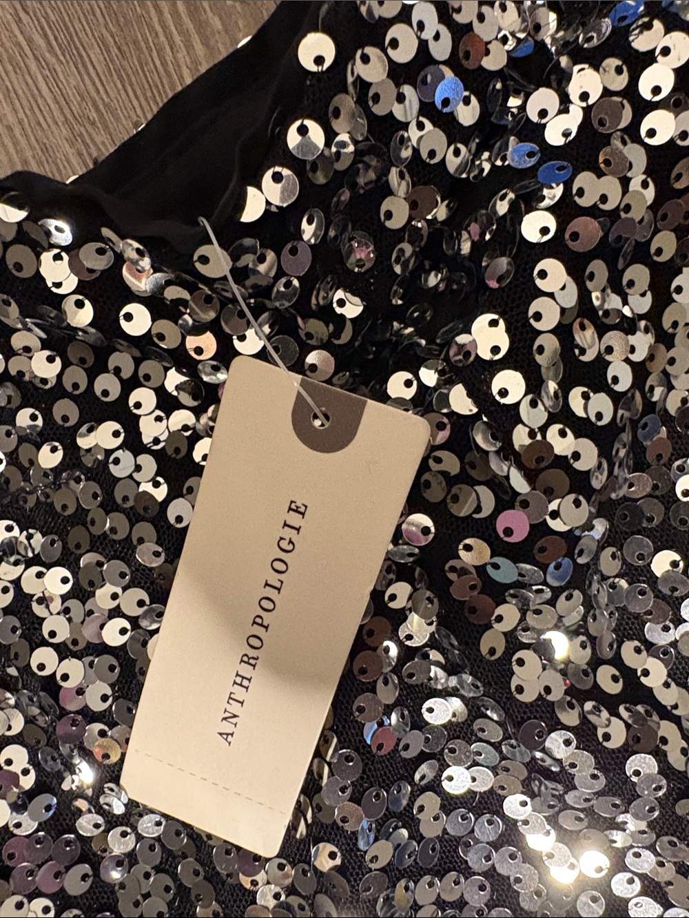 Anthropologie Black Garment with Silver Sequin Shine - Picture 2 of 6